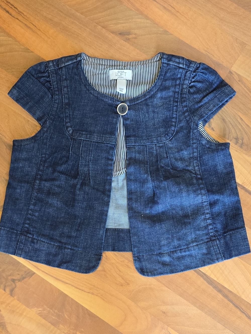 LOFT NWT Womens Cap-Sleeve Denim Jacket Shrug Sz XXS Petite